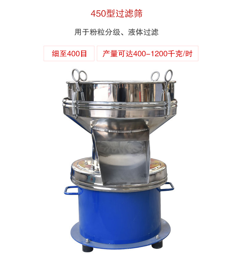 450型過濾篩用于粉粒分級、液體過濾